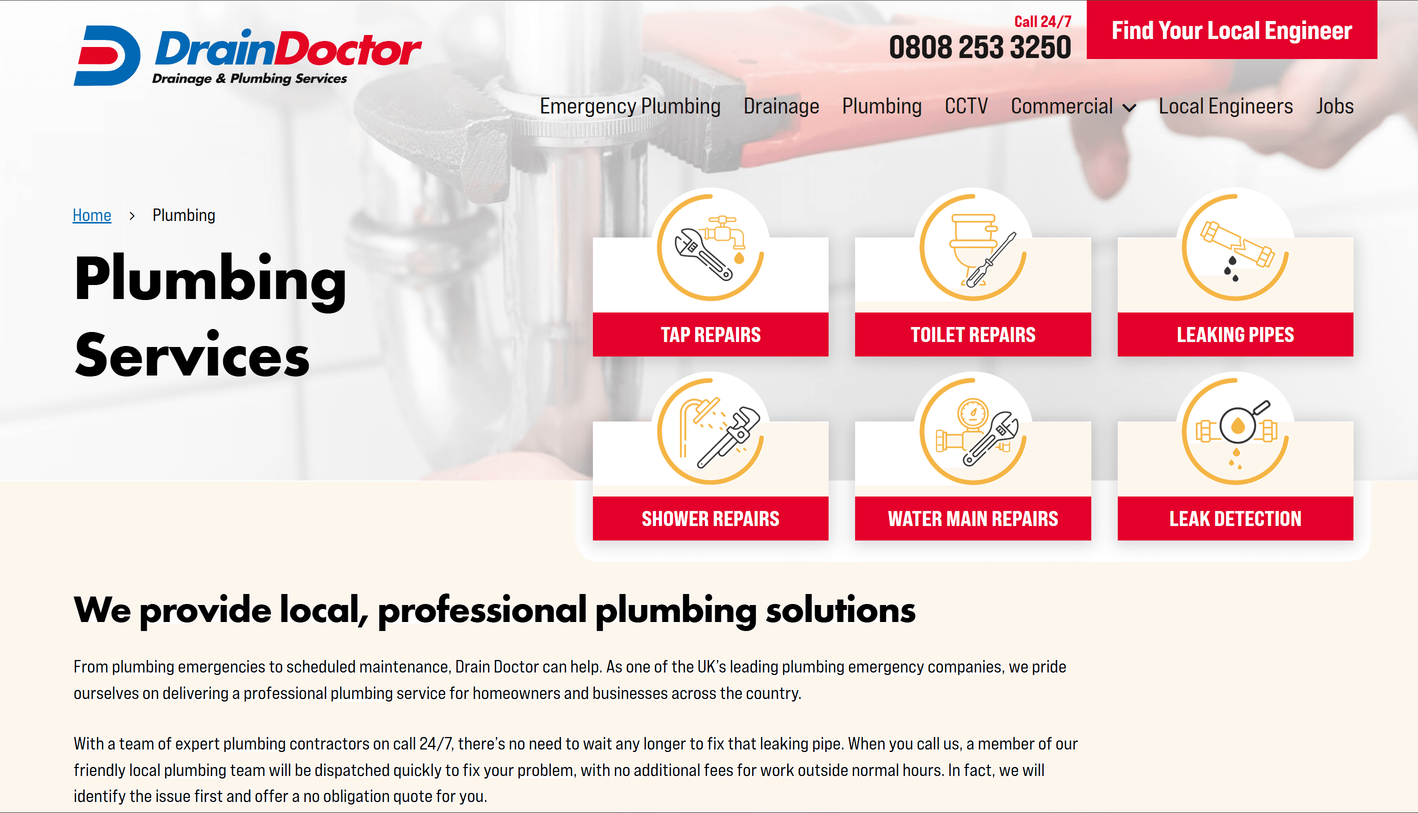 Drain Doctor service booking interface